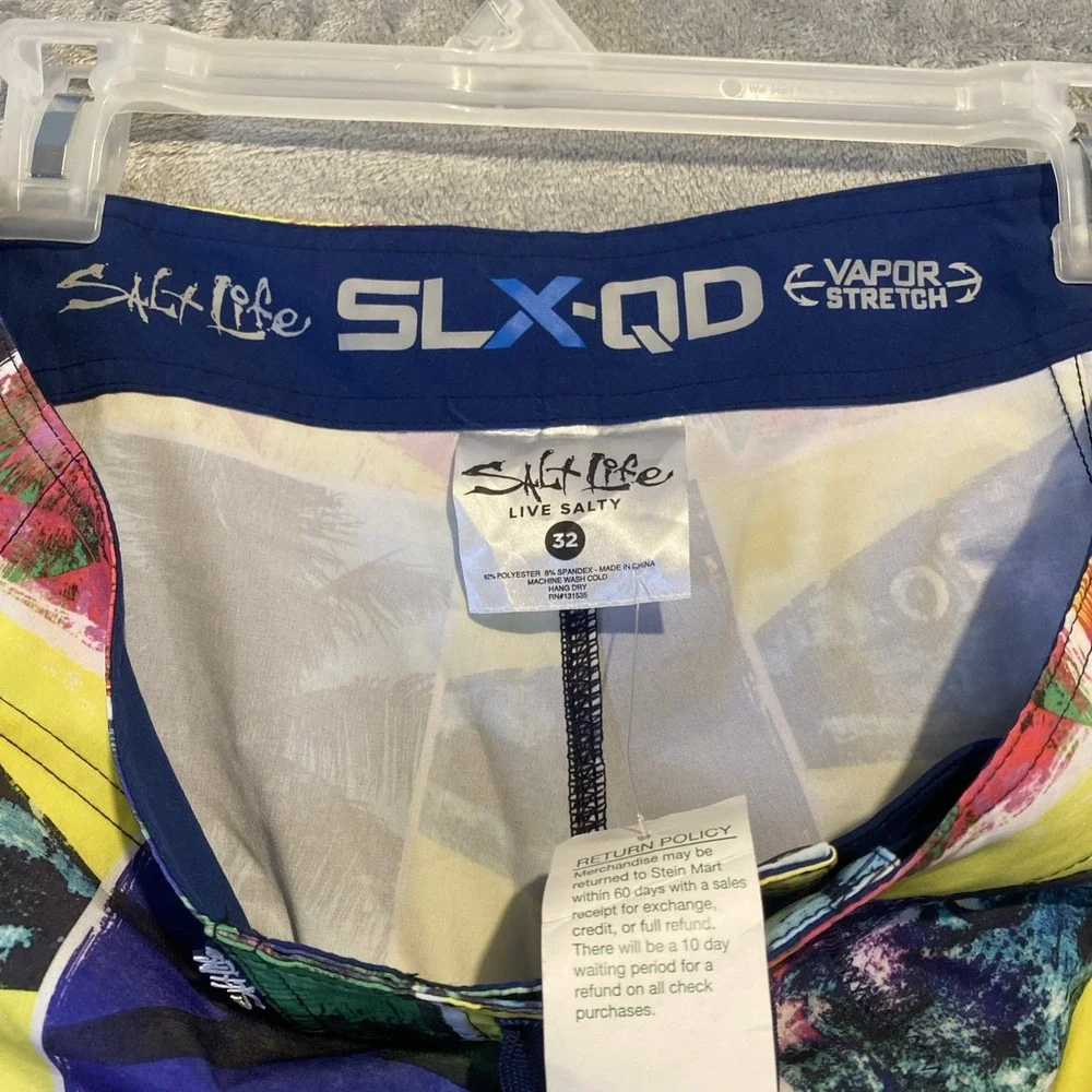 Salt Life Swim Boardshorts Men Sz 32 Fish Graphic SLX-QD Colorful NWT Surf Beach